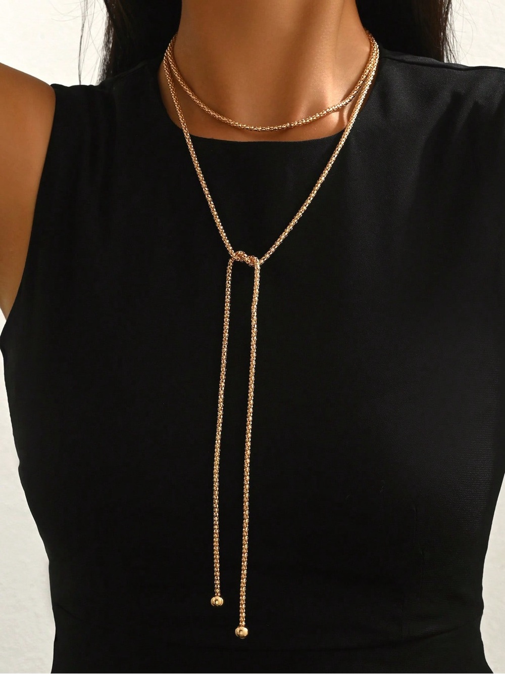Gold Lariat Rope Necklace - Women Jewelry